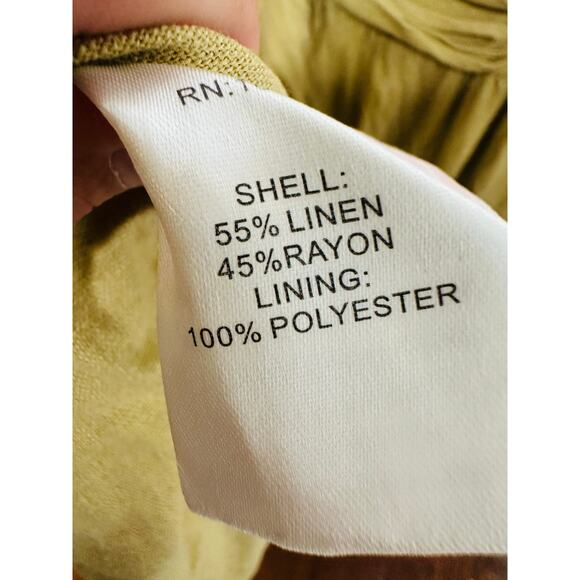 TOCCIN Women's Brown Khaki Square Neck Ruched Bodice Tie Waist Midi Dress Size 8 - Picture 15 of 16